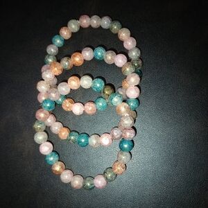 3 Bundle Bohemian-style glass bead bracelet . Multi-functional and fashionable